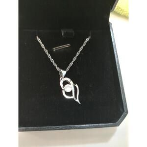 Diamond  Cut 18" Chain and Sterling Silver 925 Interlocking Heart Necklace